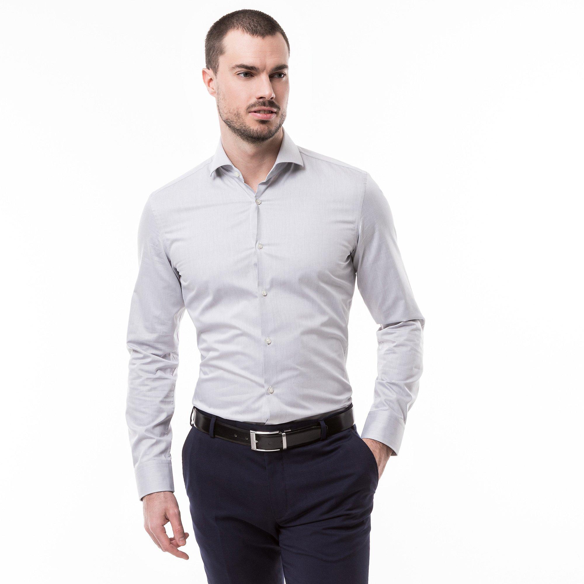 Image of Hemd, Langarm Herren Hellgrau 39