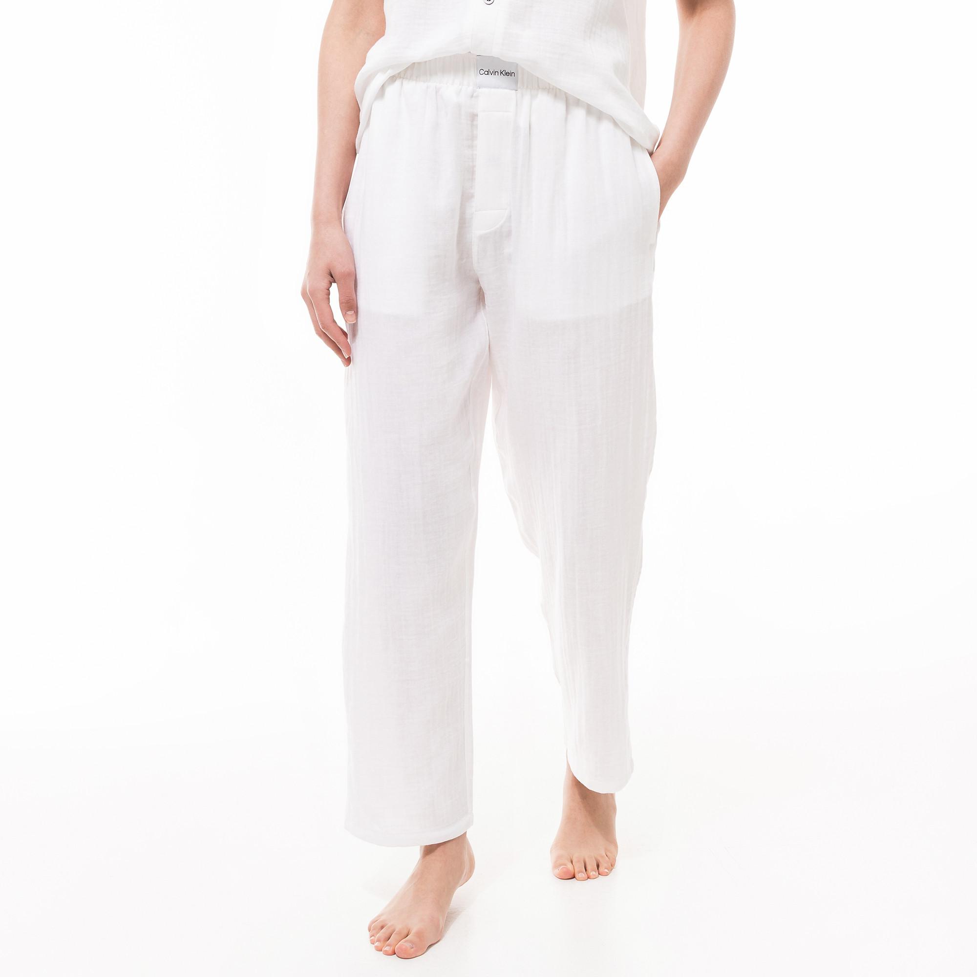Image of Lange Pyjamahose Damen Weiss XS