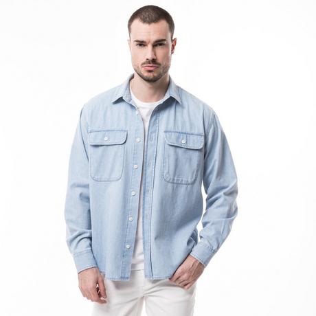 Manor Man  Camicia di jeans, maniche lunghe 