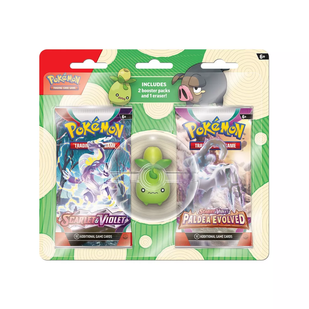 Pokémon - Scarlet & Violet 2 Booster Packs + Eraser, Englisch, Zufallsauswahl, Multicolor