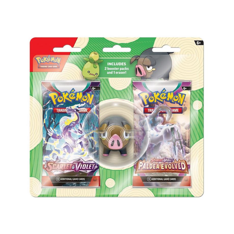 Pokémon  Scarlet & Violet 2 Booster Packs + Eraser, Englisch, Zufallsauswahl 
