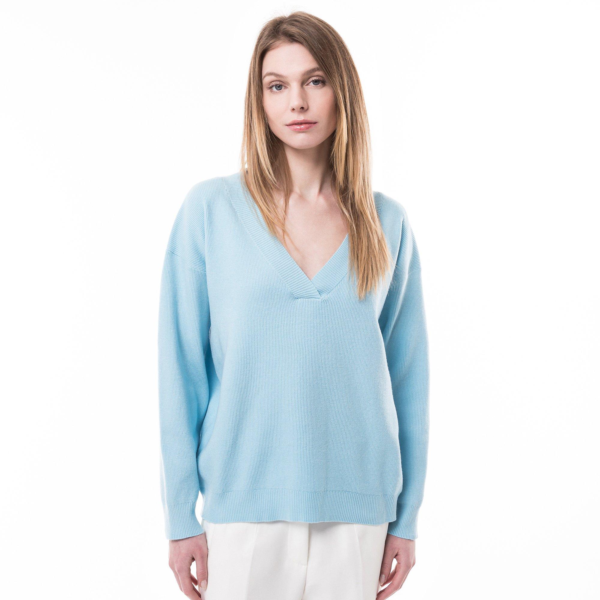 Image of Pullover, V-neck, Langarm Damen Himmelblau M