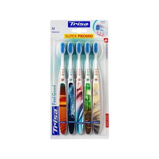 Trisa  Feelgood medium brosse à dents paquet de 5 pcs. 