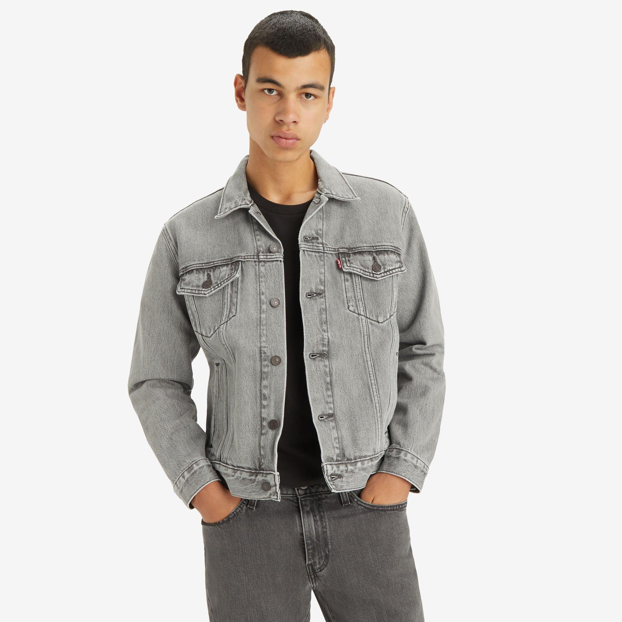 Image of Jeansjacke Mit Knöpfen Herren Grau XL