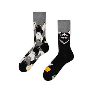 Many Mornings BLACK CAT Wadenlange Socken mit Katzenmuster  