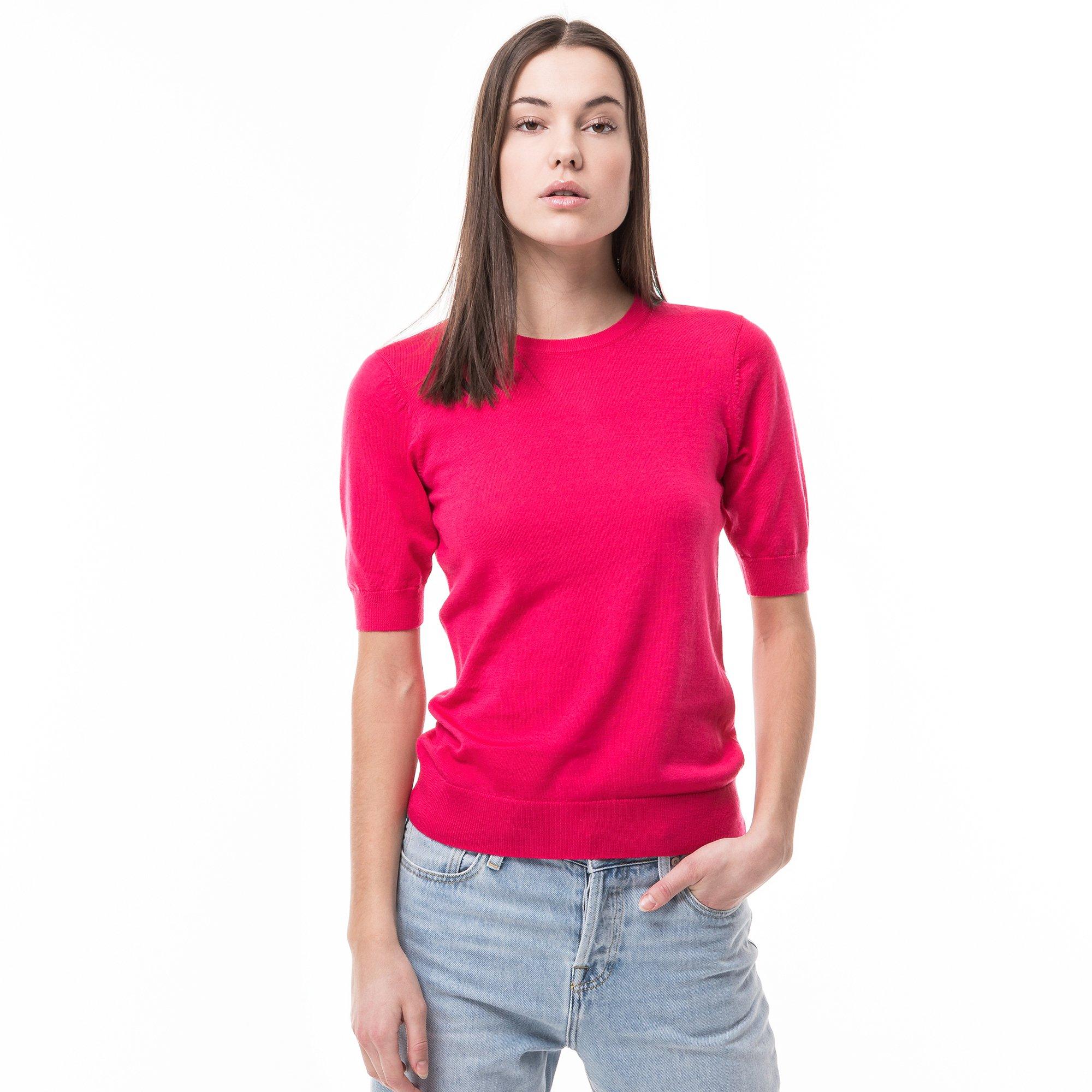Image of Pullover, Rundhals, Kurzarm Damen Fuchsia XS