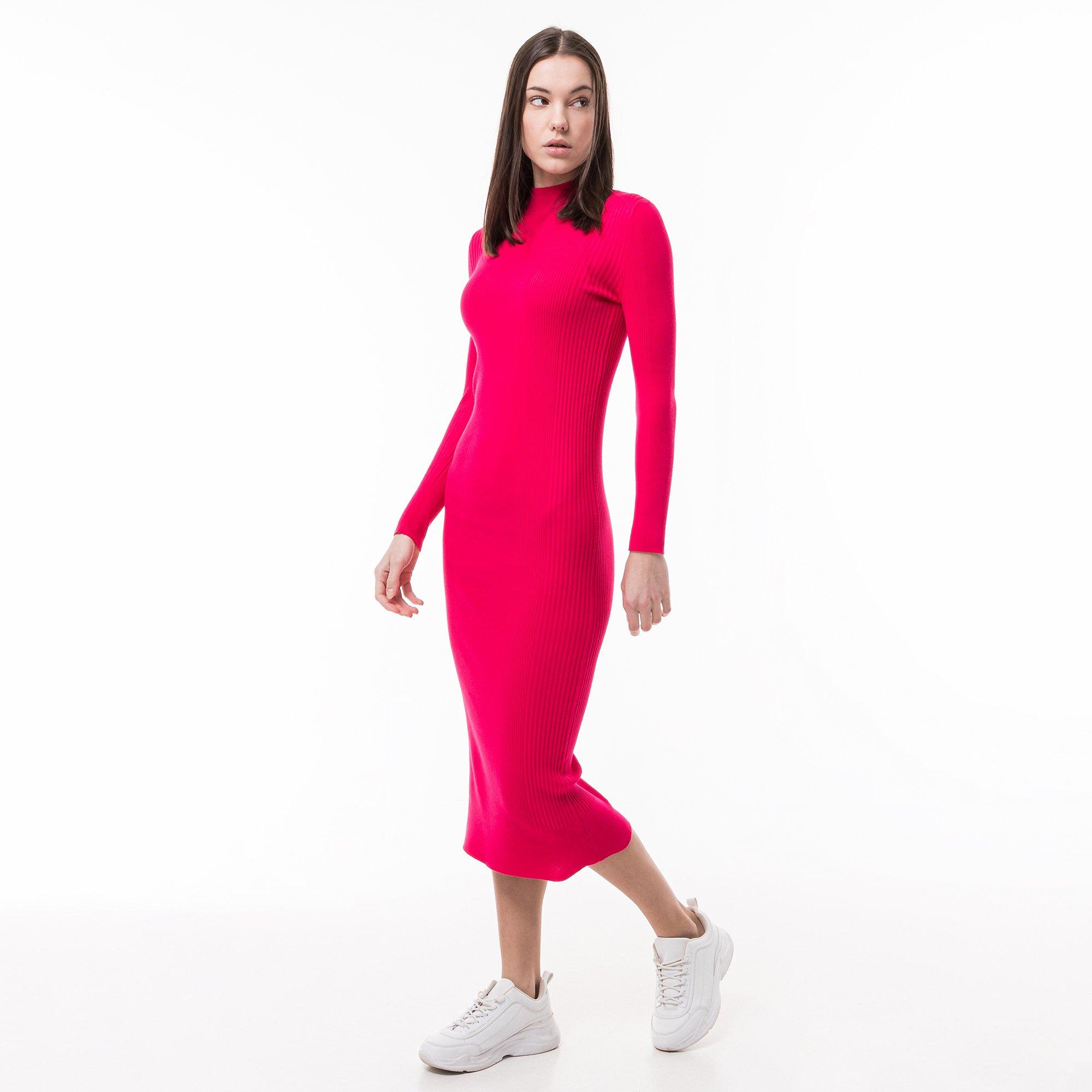 Image of Strickkleid, Langarm Damen Pink M