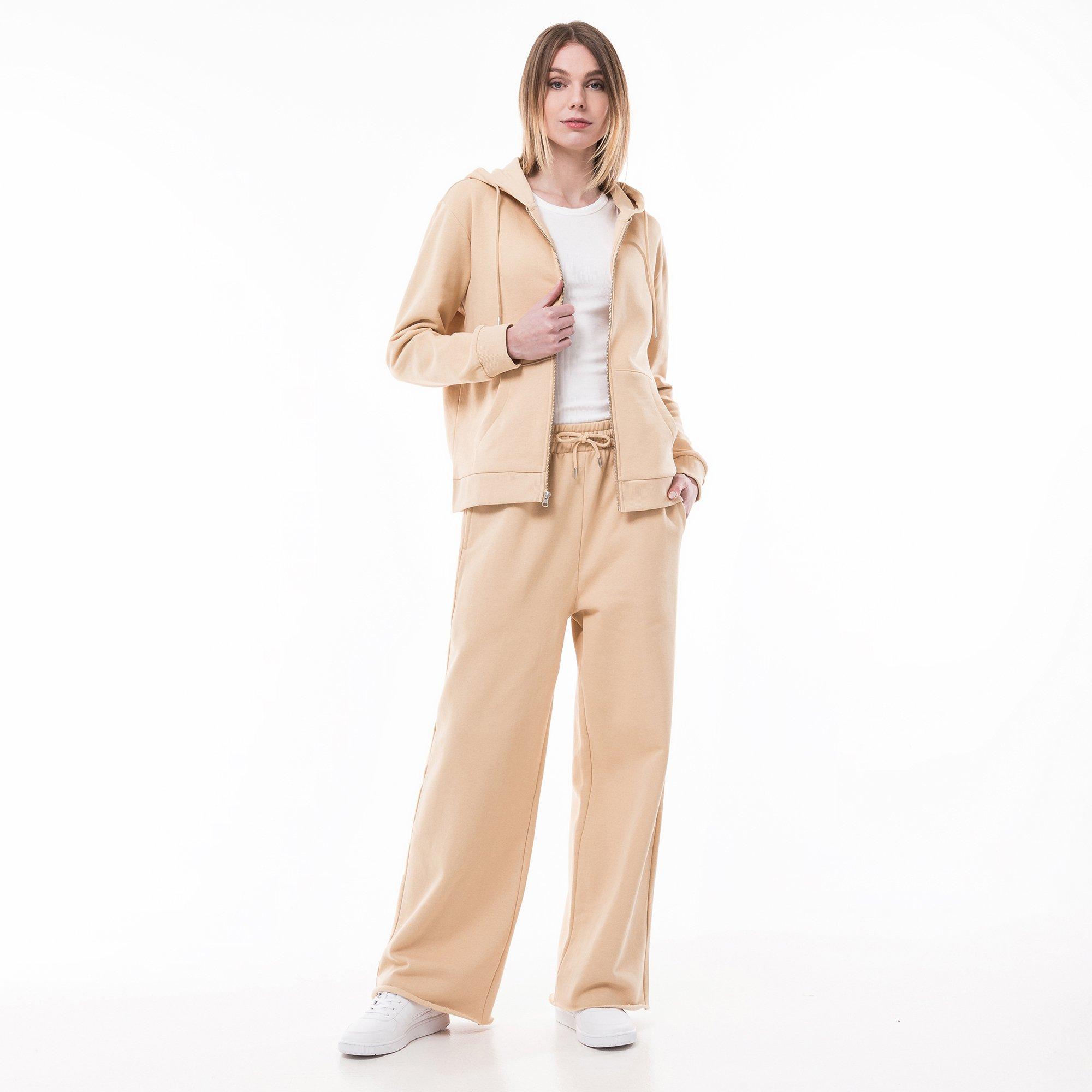 Image of Hoodie Mit Reissverschluss Damen Sand XS