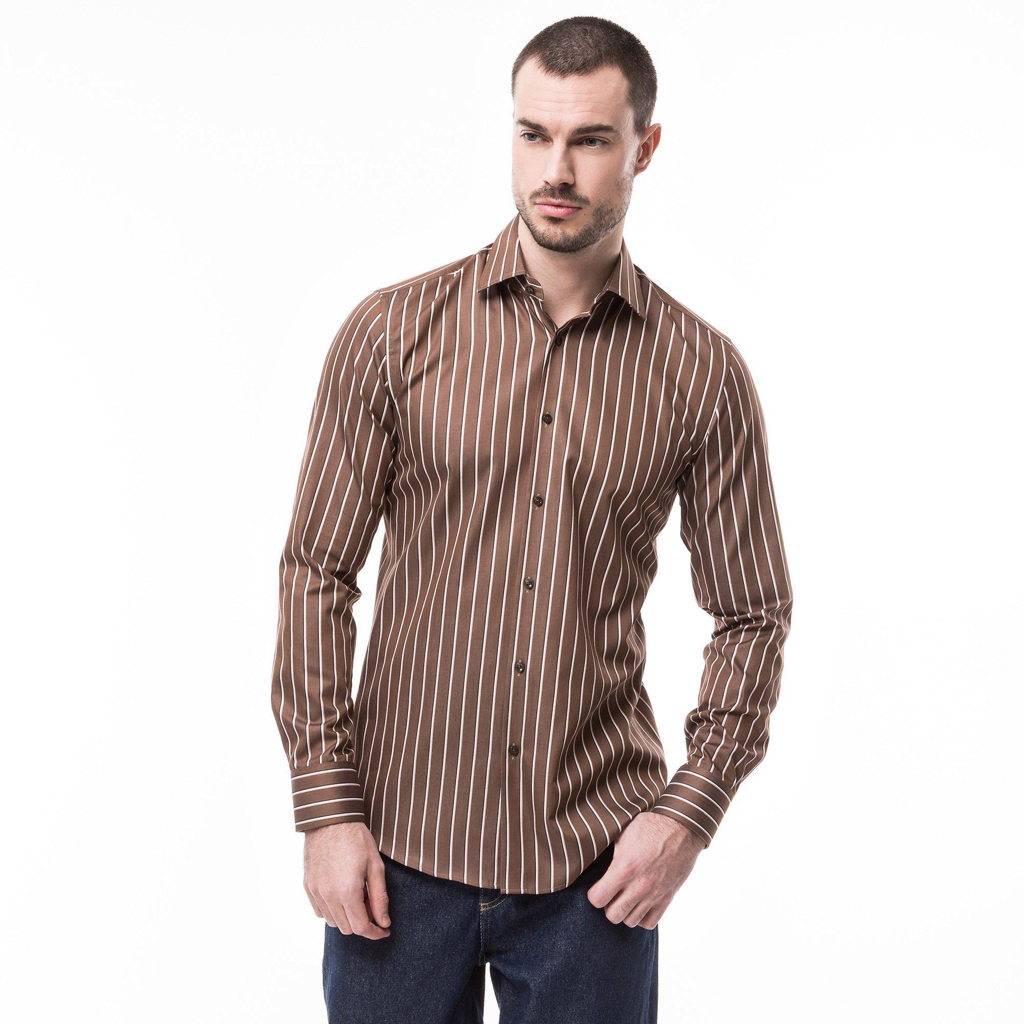 Image of Hemd, Langarm Herren Hellbraun 38