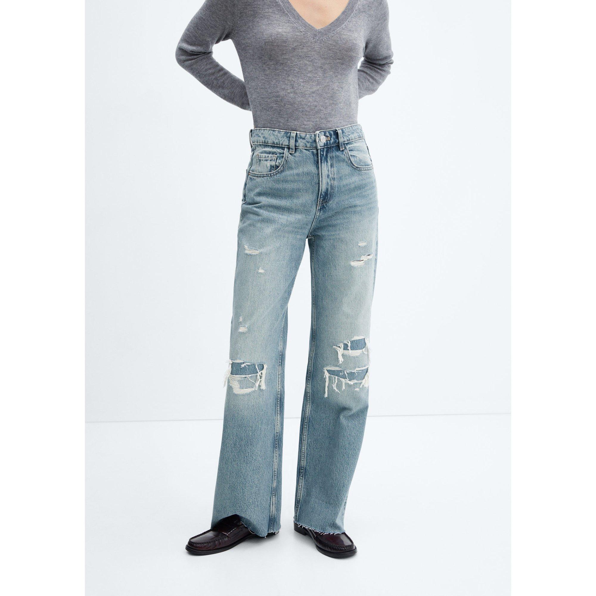 MANGO  Monrow Relaxed & Loose Fit Jeans mit Ripped Details 