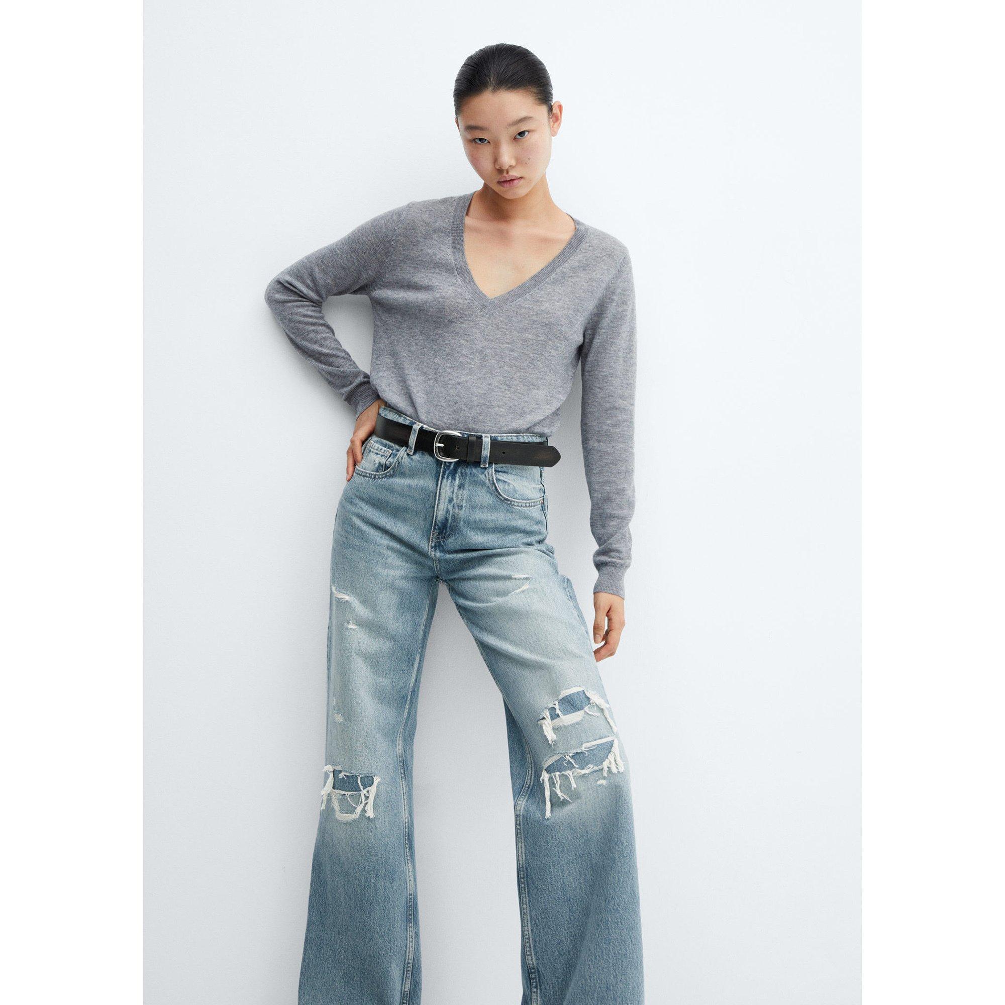 MANGO  Monrow Relaxed & Loose Fit Jeans mit Ripped Details 