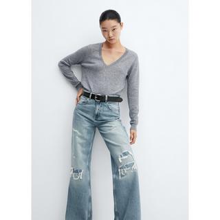 MANGO  Monrow Relaxed & Loose Fit Jeans mit Ripped Details 