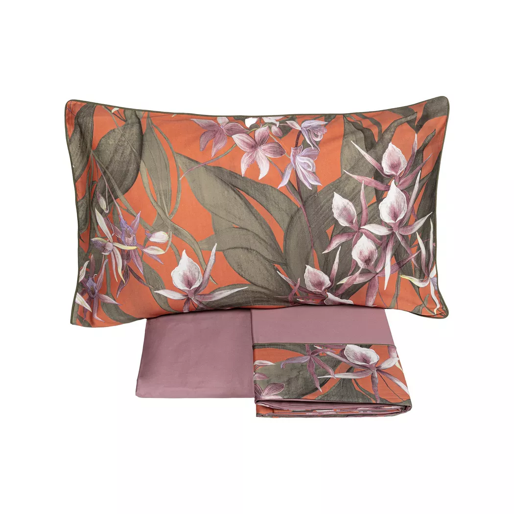 Fazzini - Kissenbezug, Amazzonia Blumenmuster Kissenbezug, 50 x 90 cm, Orange