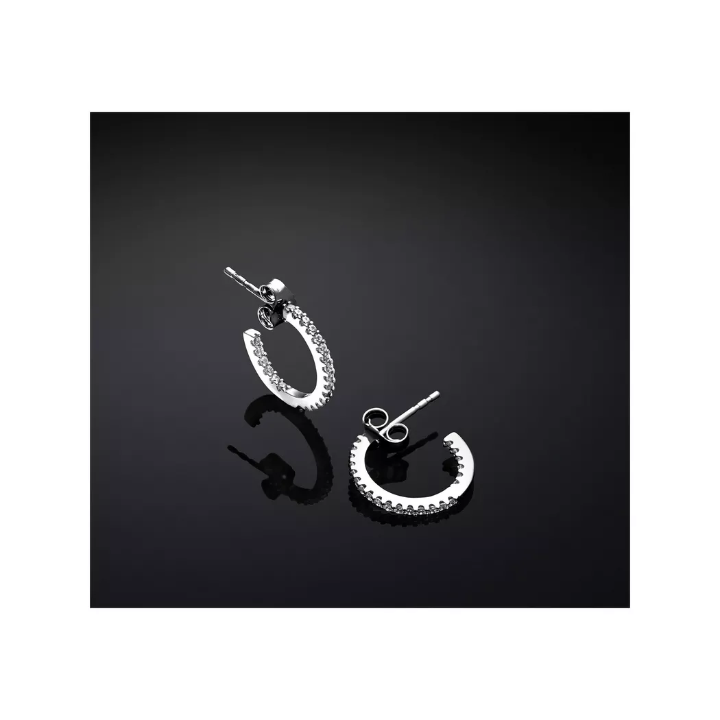 Chiara Ferragni - Ohrringe, Pave Hoops, 15mm, Silber