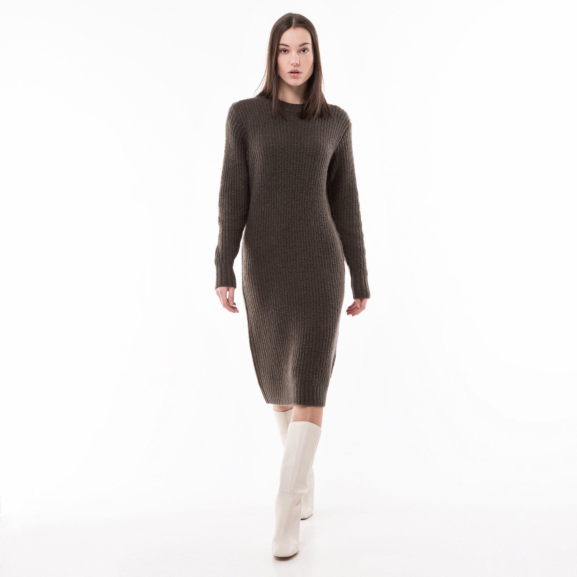 Image of Strickkleid, Langarm Damen Spacegrau XL