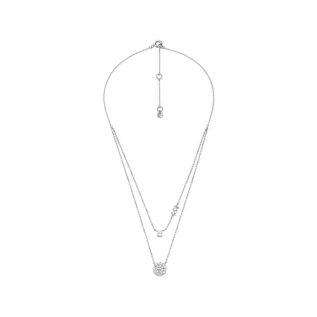Kette mit Anhänger MICHAEL KORS "Schmuck Geschenk Silber 925 Halsschmuck PREMIUM", silber (silberfarben, kristallweiß), Halsketten, Damen, Silber 925 (Sterlingsilber), L: 39,5, mit Zirkonia (synth.)