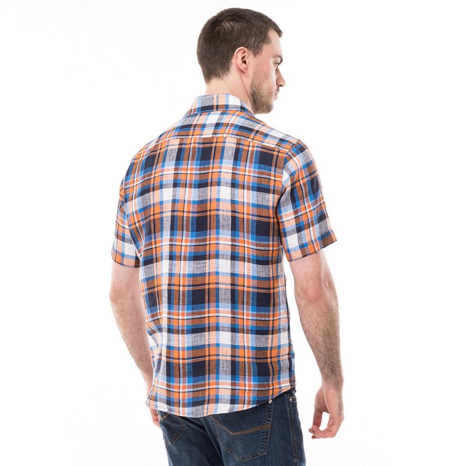 pierre cardin Kurzarm Kariertes Leinenhemd  