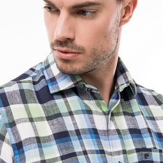 pierre cardin Camicia Lino Quadri Maniche Corte  