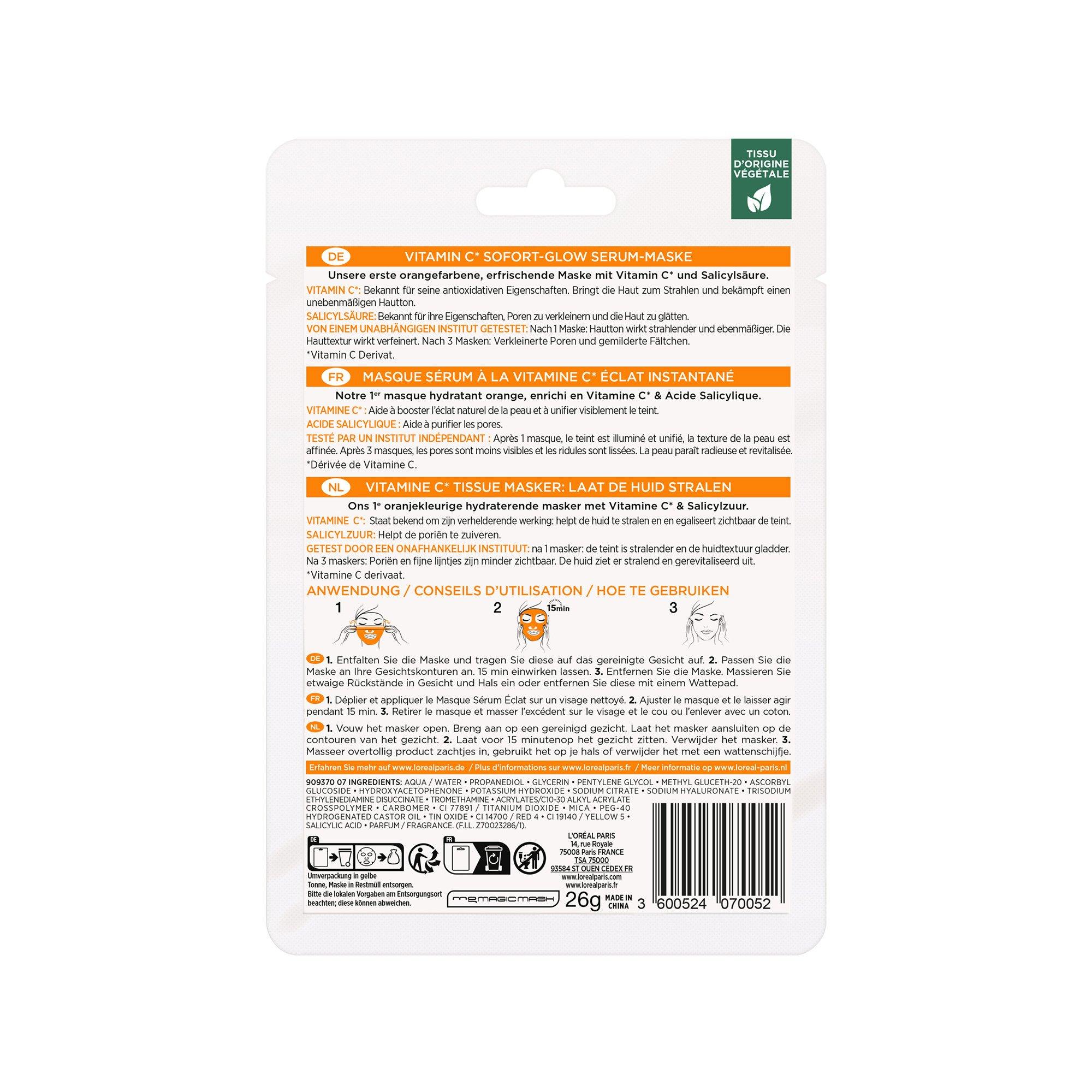 L'Oréal Paris  Revitalift Clinical Masque Tissue à la Vitamine C éclat immédiat 