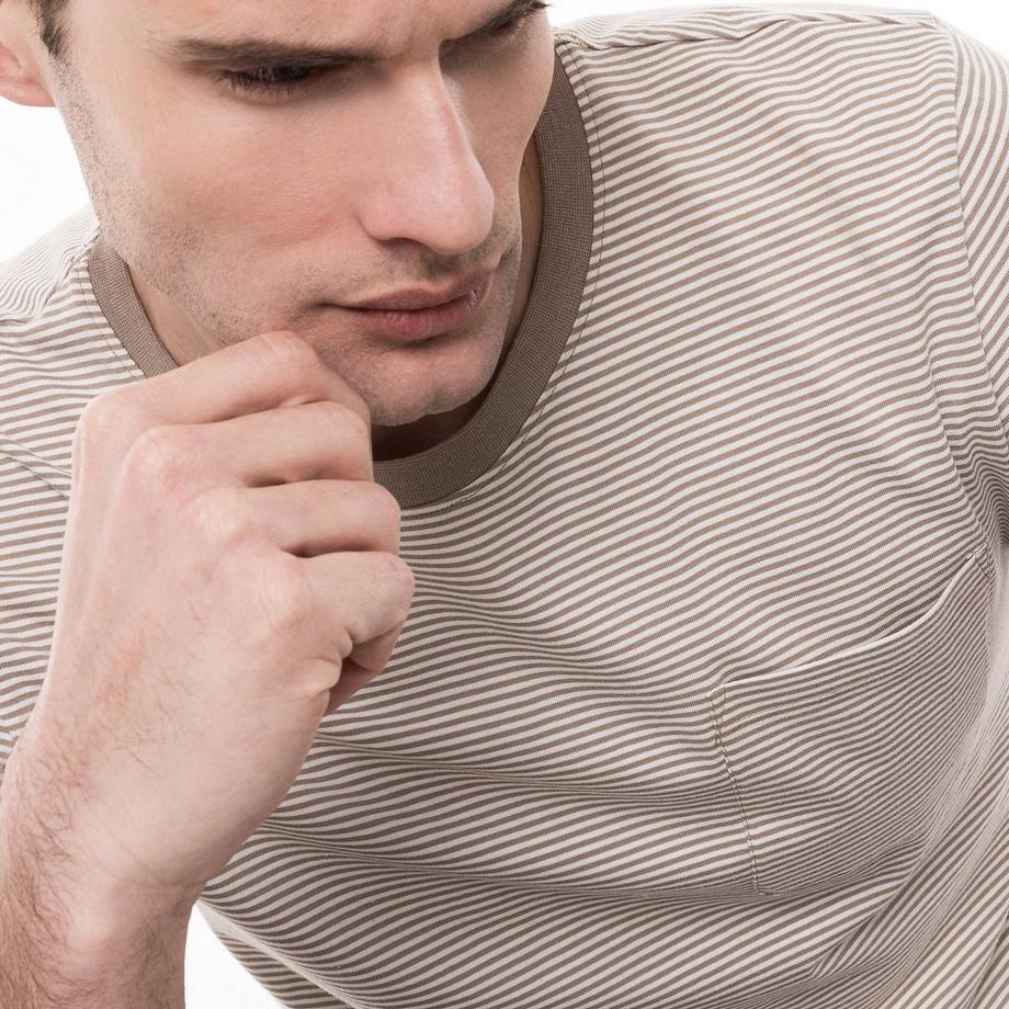 Manor Man T-shirt rayé col rond manches courtes  