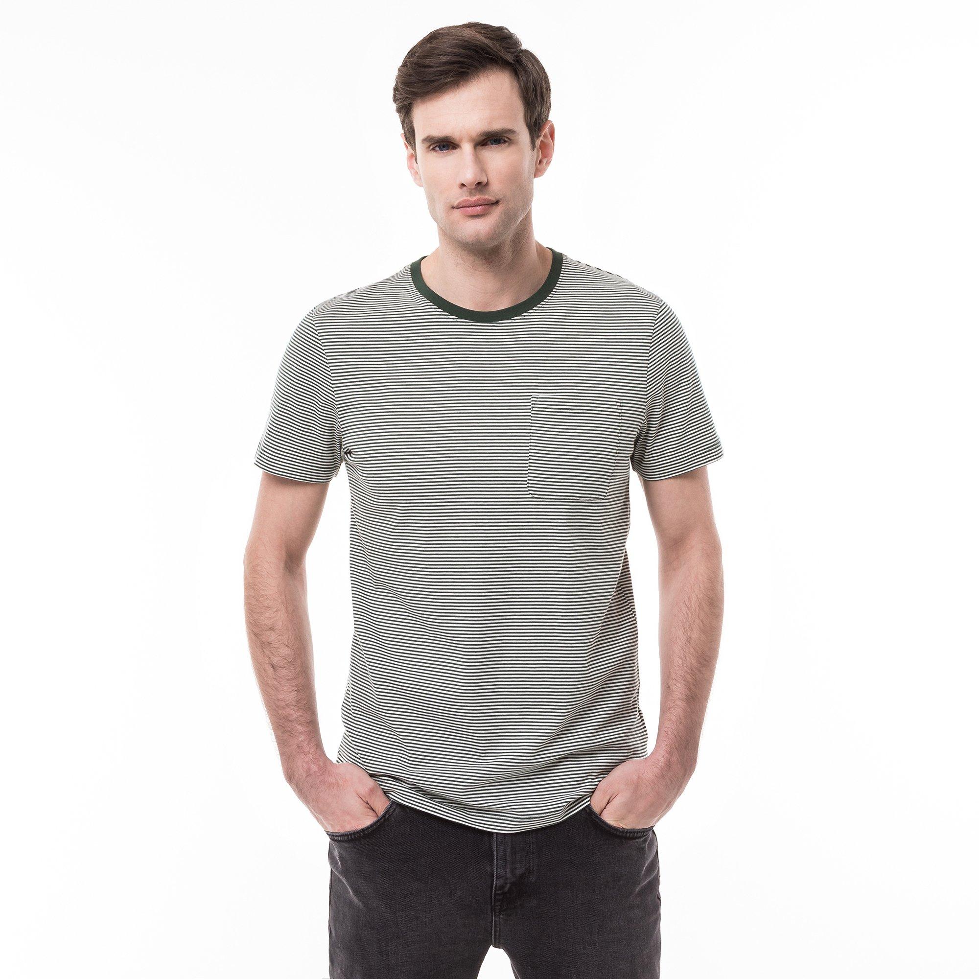 Image of T-shirt, Rundhals, Kurzarm Herren Dunkelgrün S