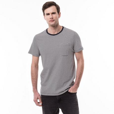 Manor Man Gestreiftes Rundhals Kurzarm T-Shirt  