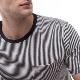 Manor Man Gestreiftes Rundhals Kurzarm T-Shirt  