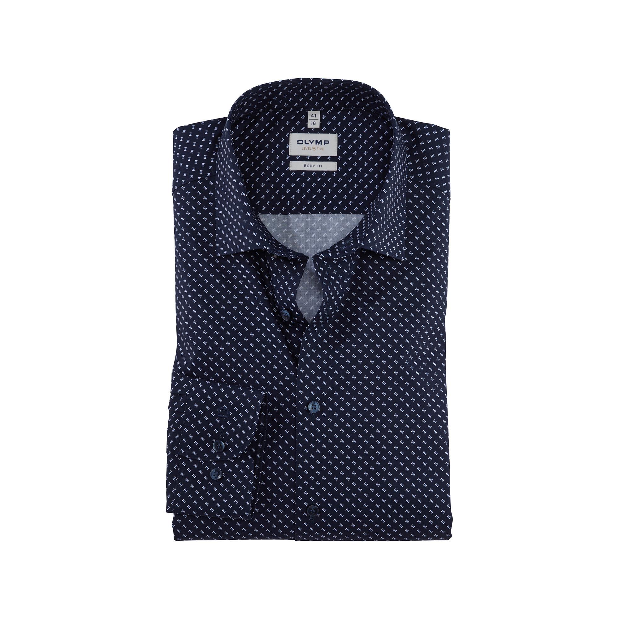 Image of Hemd, Body Fit, Langarm Herren Marine 38