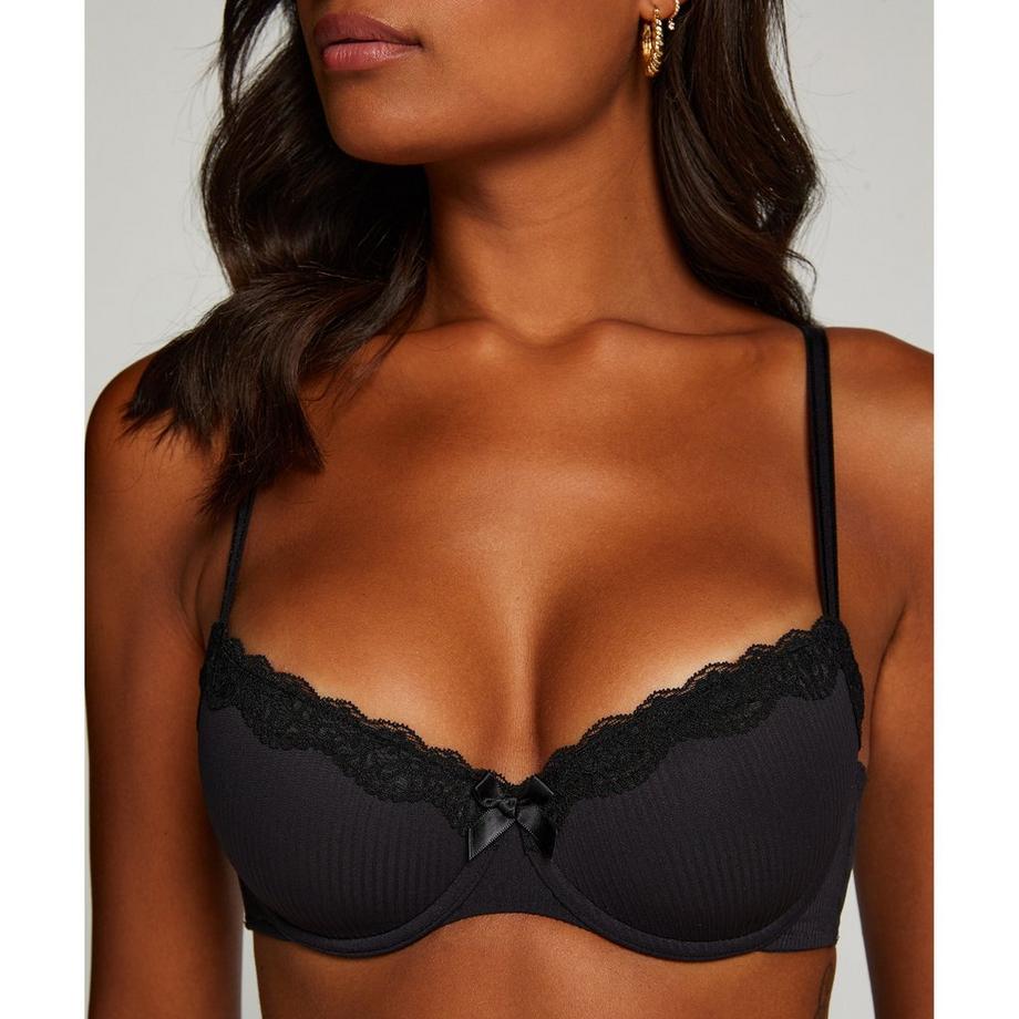 Hunkemöller Soutien-gorge push-up à armatures côtelé avec dentelle  