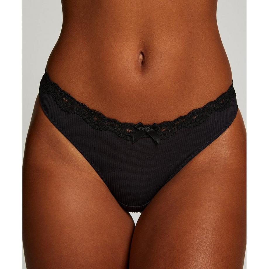 Hunkemöller Perizoma a costine con bordo in pizzo  