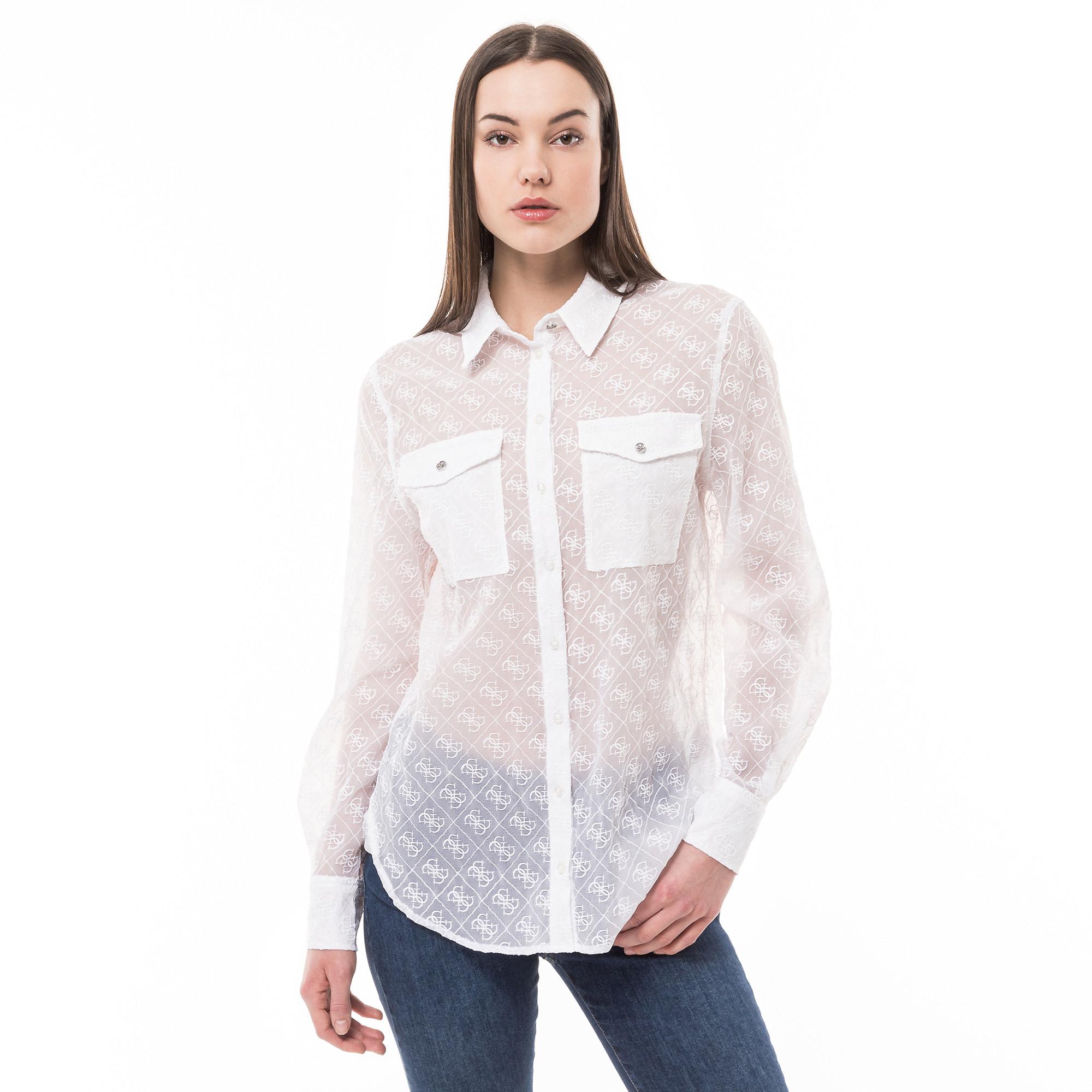 Image of Bluse, Langarm Damen Weiss M