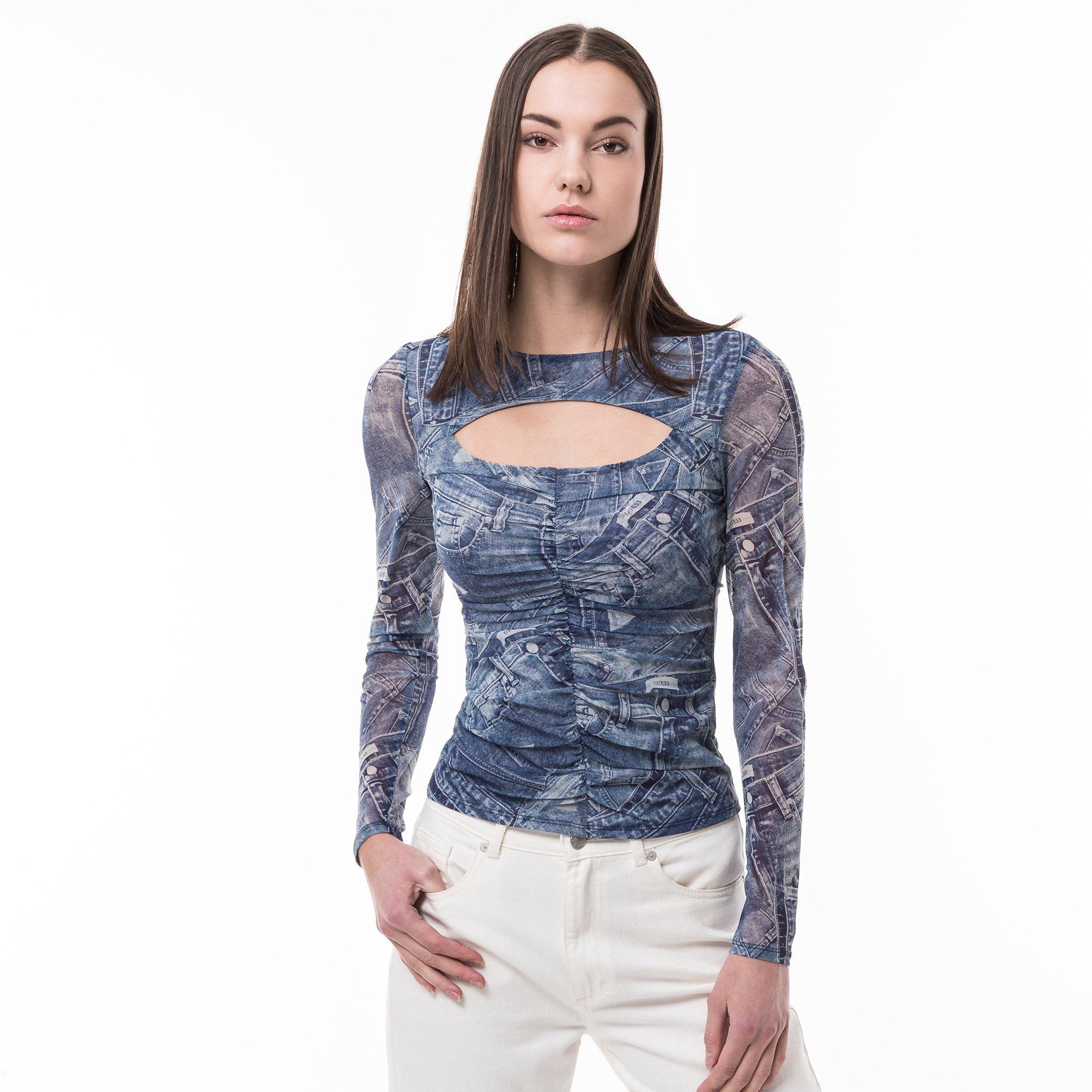 Image of Shirt, Langarm Damen Blau L