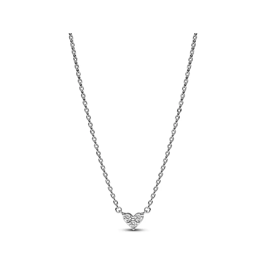 Pandora Silver Triple Stone Heart Collier Necklace - Silver