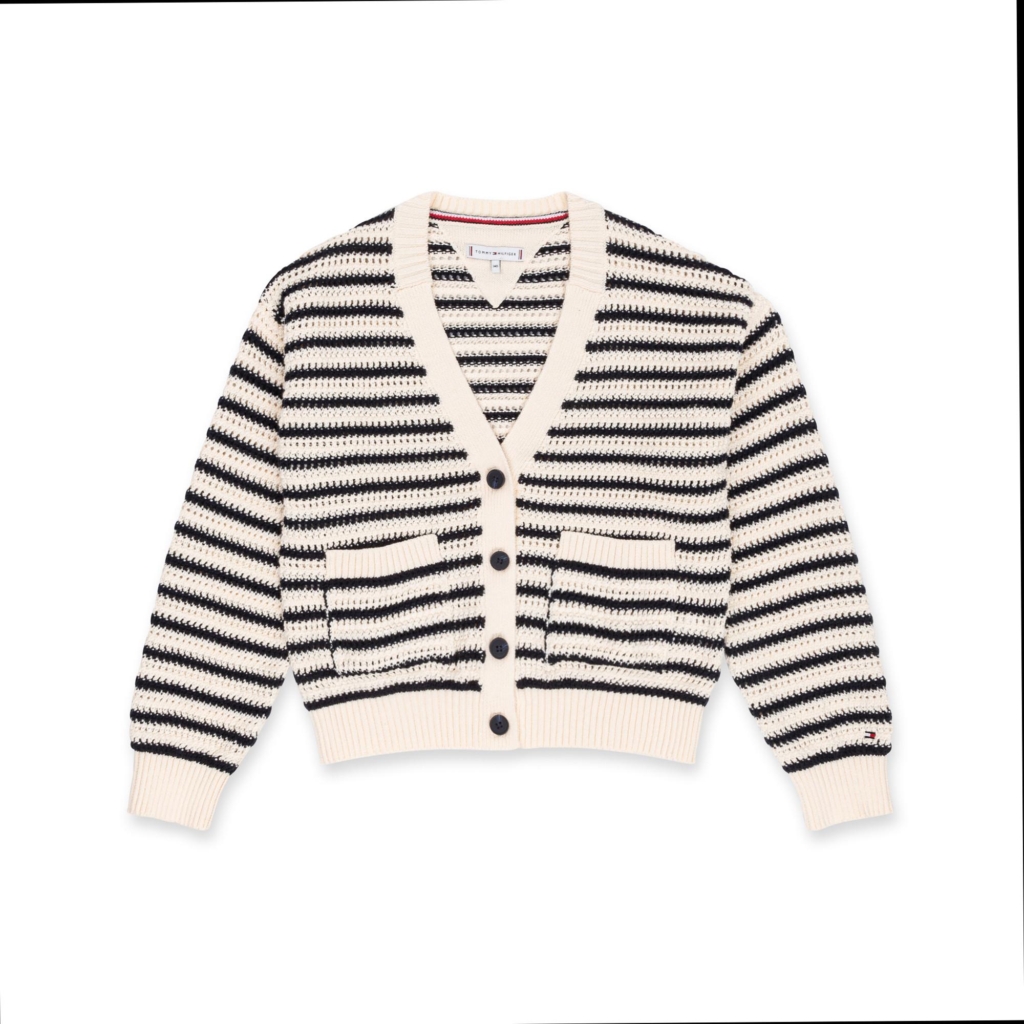 TOMMY HILFIGER STRIPE CROCHET CARDIGAN Cardigan, manches longues 