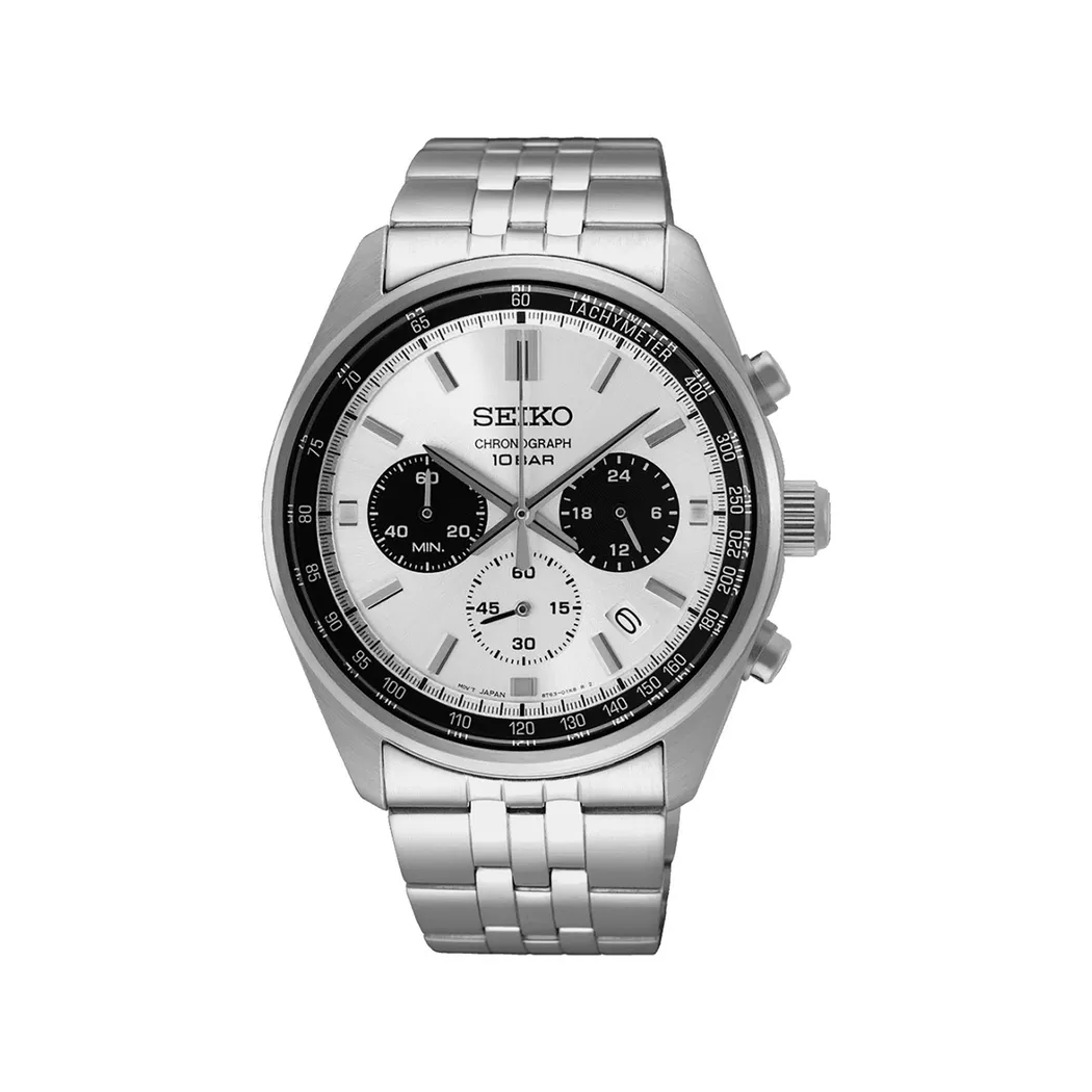 Chronograph SEIKO, silber (silberfarben), Armbanduhren, Herren, Chronograph, Armbanduhr, Quarzuhr, Herrenuhr, Stoppfunktion, Datum
