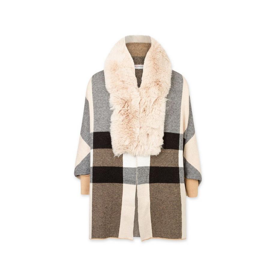 MORGAN Poncho avec col en fausse fourrure  