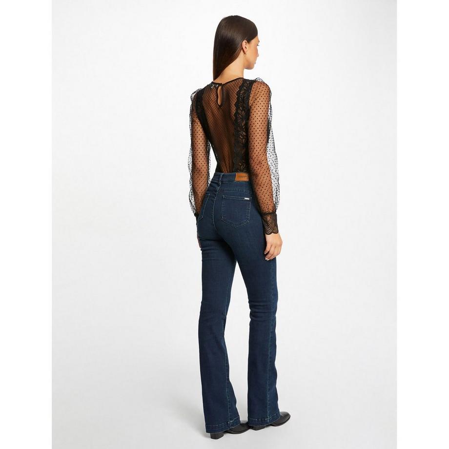 MORGAN T-Shirt Manches Longues Dentelle et Mesh  