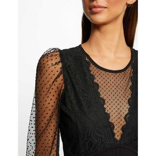 MORGAN T-Shirt Maniche Lunghe Pizzo e Mesh  