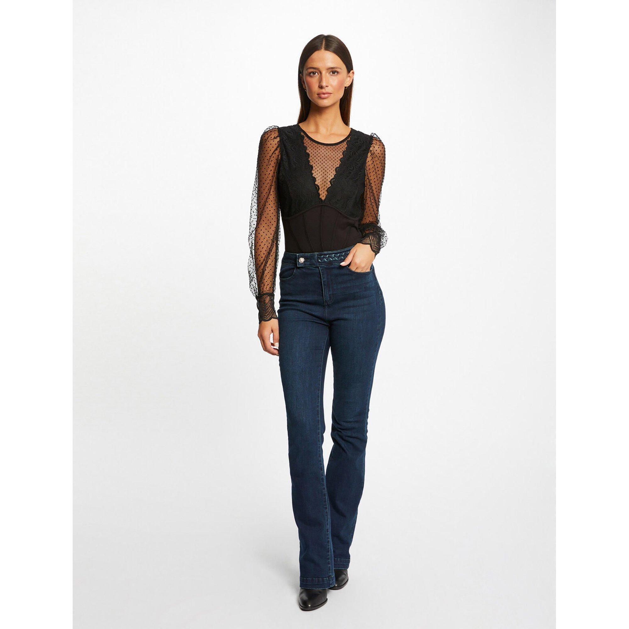 MORGAN T-Shirt Maniche Lunghe Pizzo e Mesh  