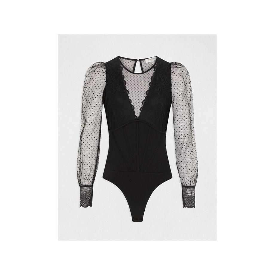 MORGAN T-Shirt Manches Longues Dentelle et Mesh  
