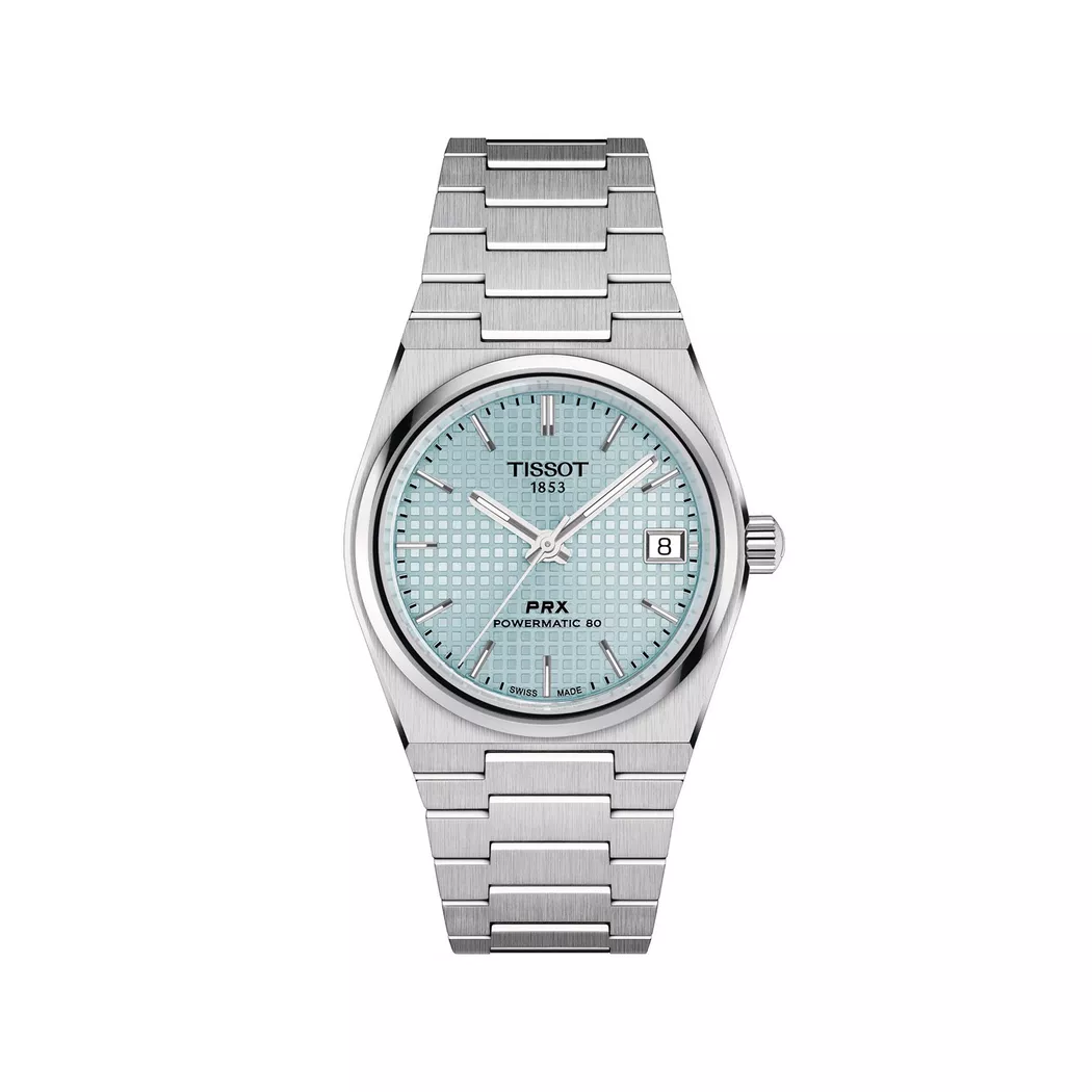 Tissot PRX Powermatic 80 Ice Blue Dial 35mm Steel Women's Watch silver  female