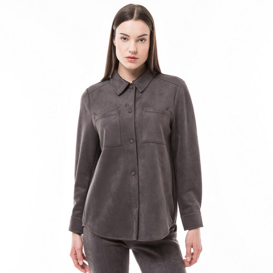 Manor Woman Veste en Velours Col Kent Boutons Pression  