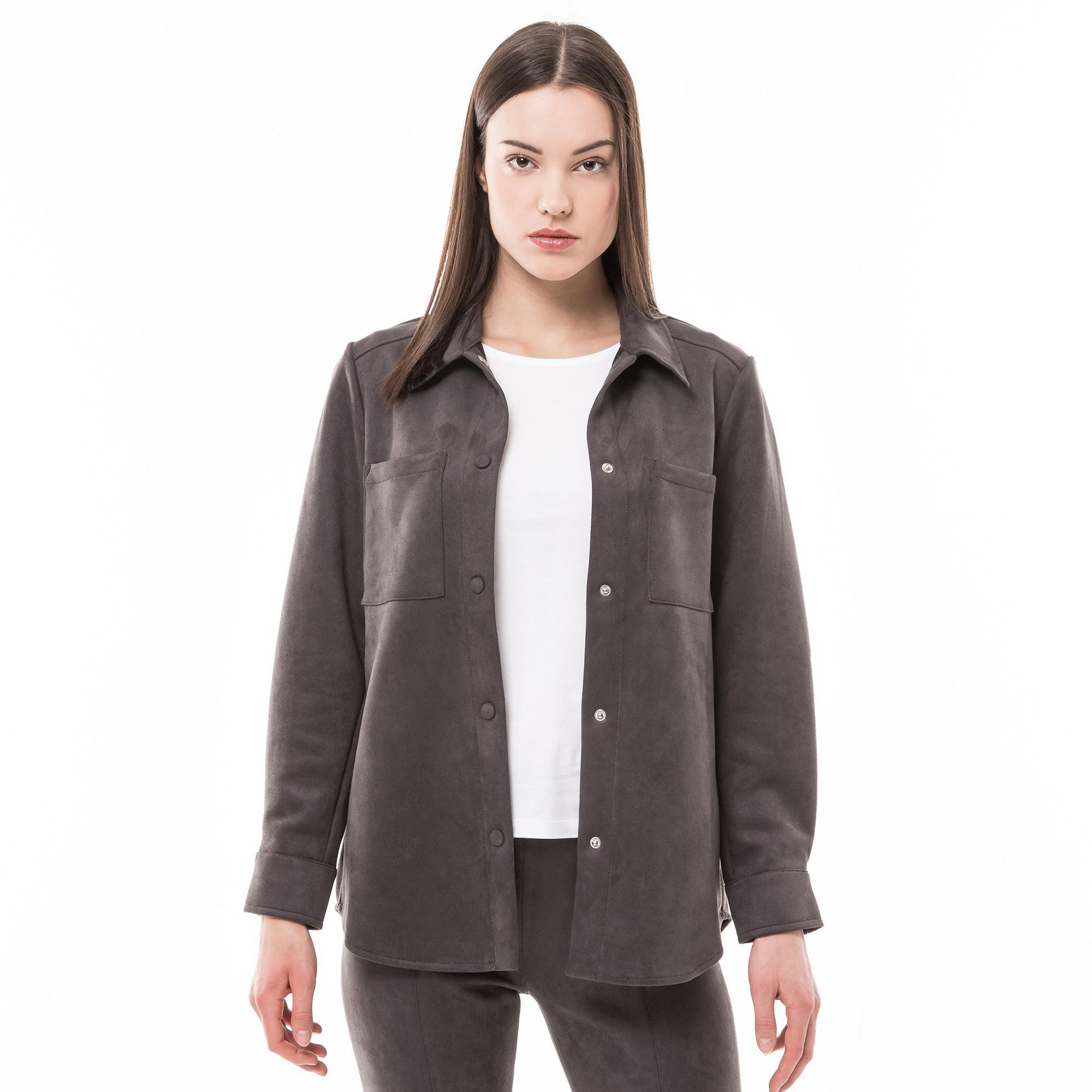 Manor Woman Veste en Velours Col Kent Boutons Pression  