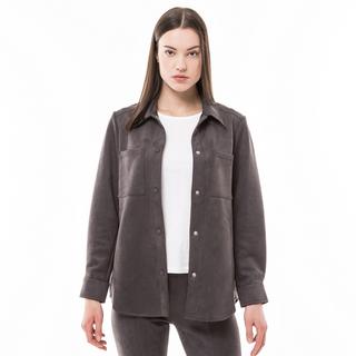 Manor Woman Velours Kentkragen Druckknopf Jacke  