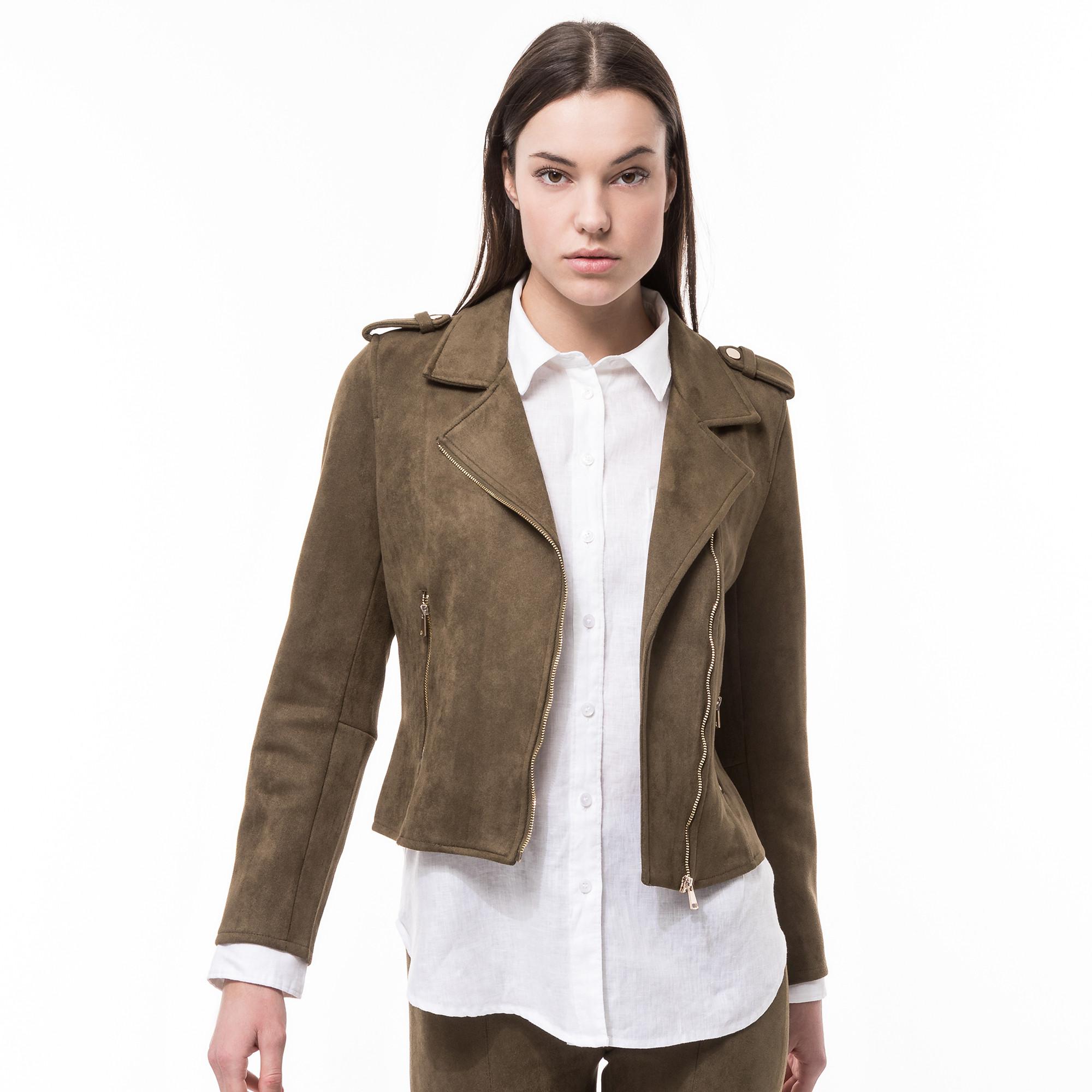 Image of Bikerjacke Damen Khaki 34