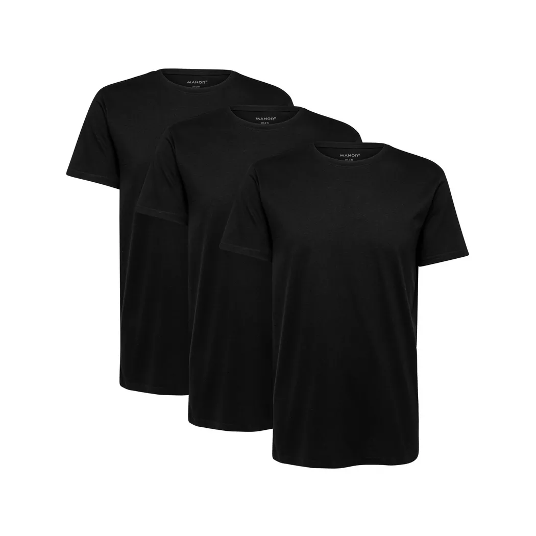 Manor Man - Triopack, T-Shirts, kurzarm, für Herren, Black, Größe XL