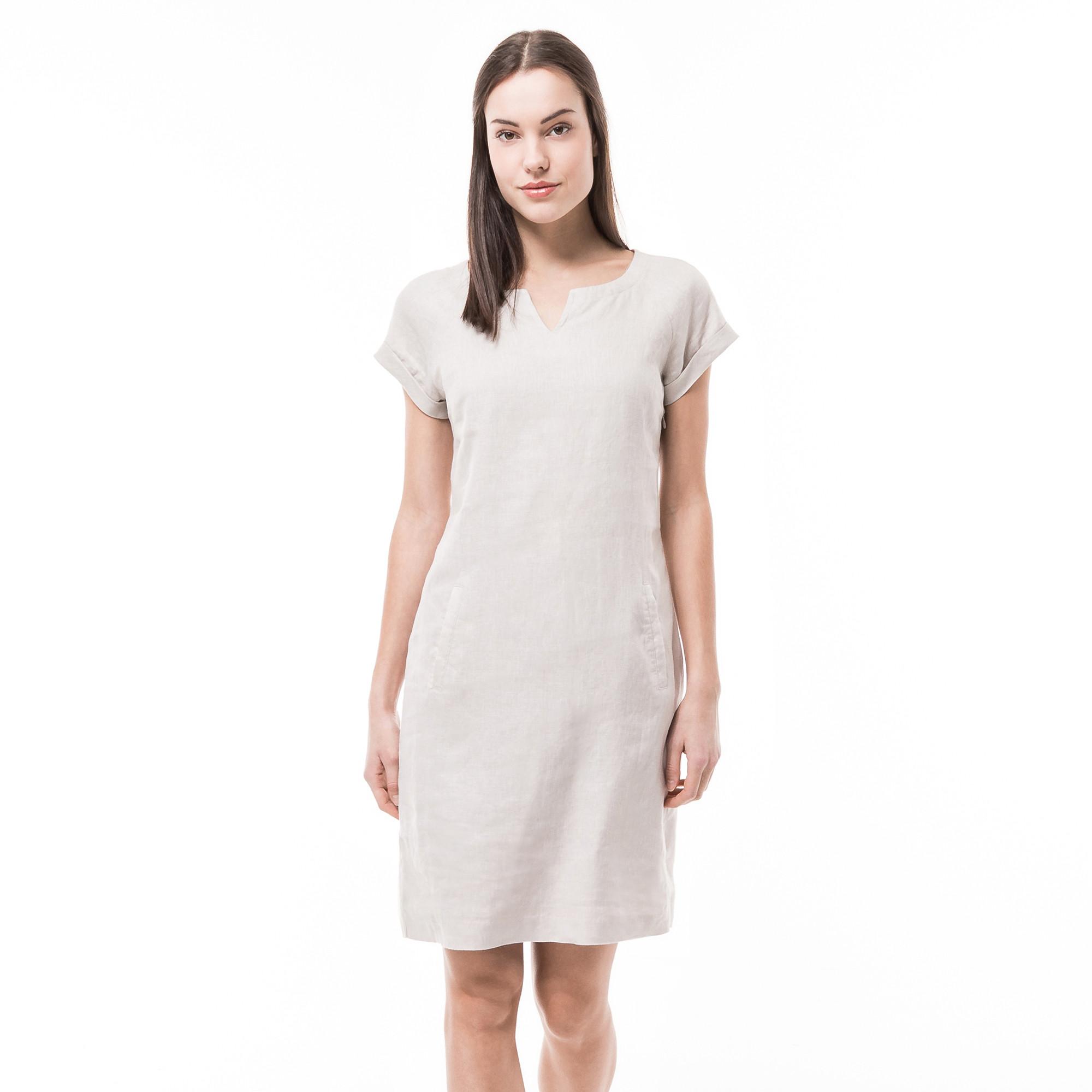 Image of Leinenkleid, Kurzarm Damen Mokassin 42