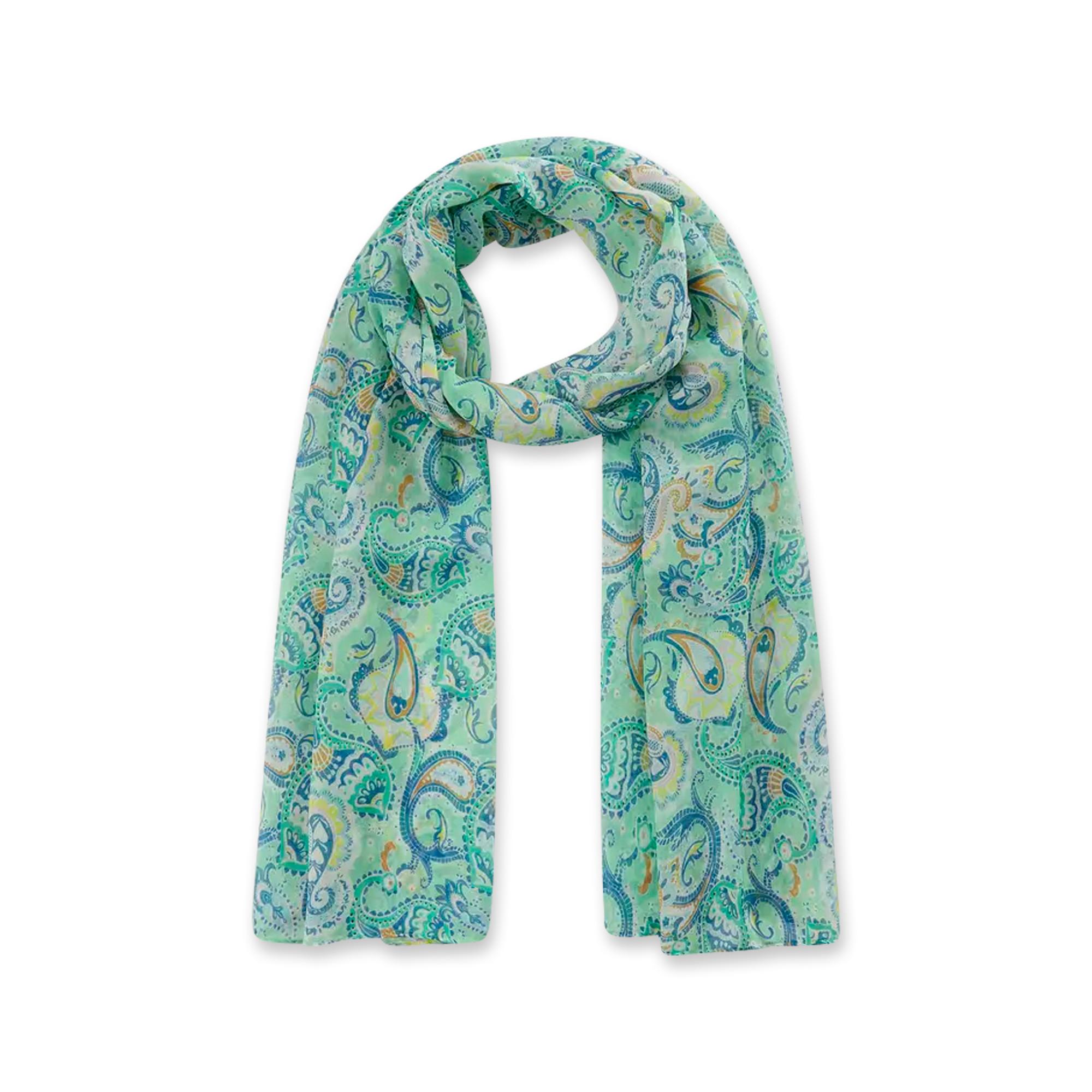 Image of Gemusterter Schal Damen Grün ONE SIZE