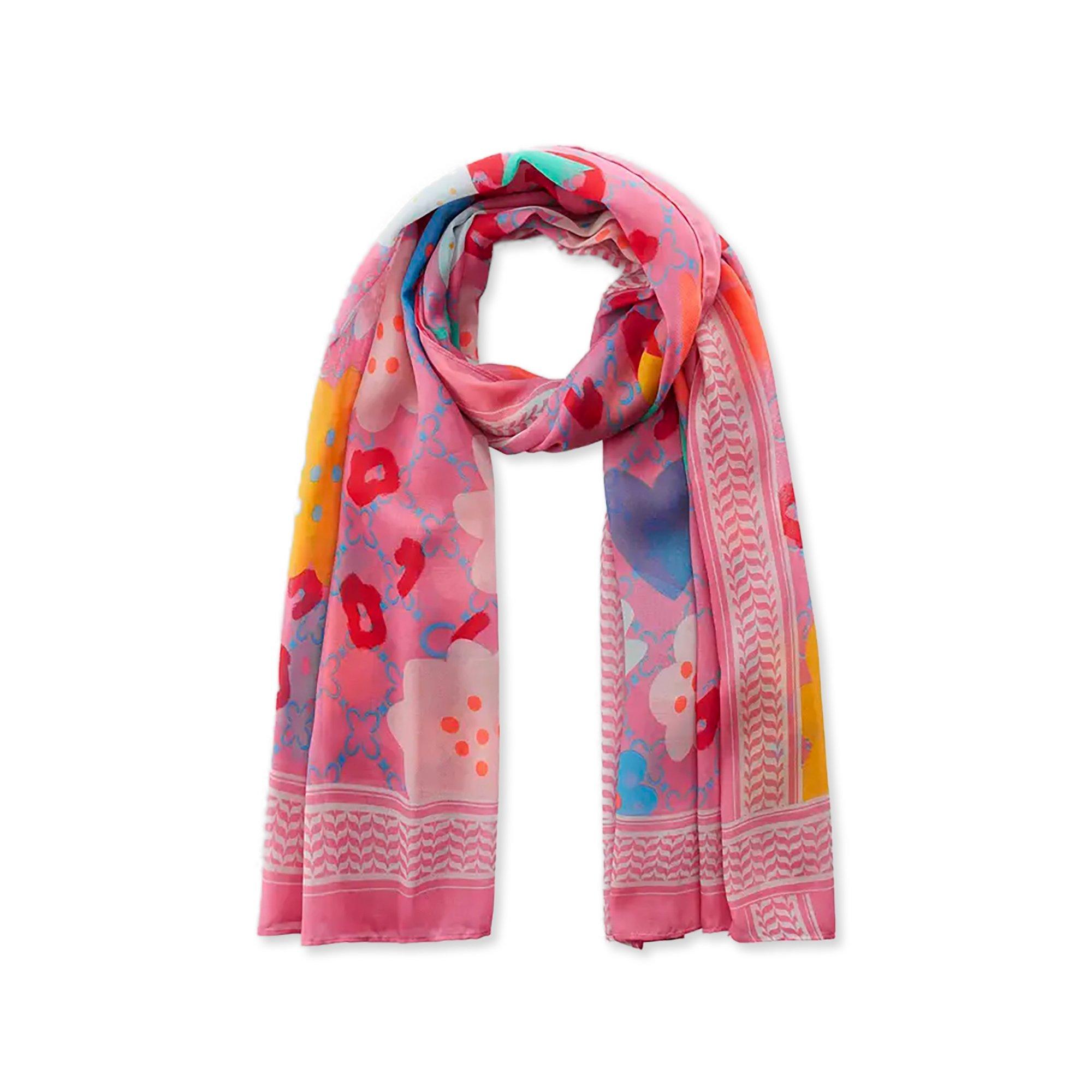 Image of Gemusterter Schal Damen Rosa ONE SIZE