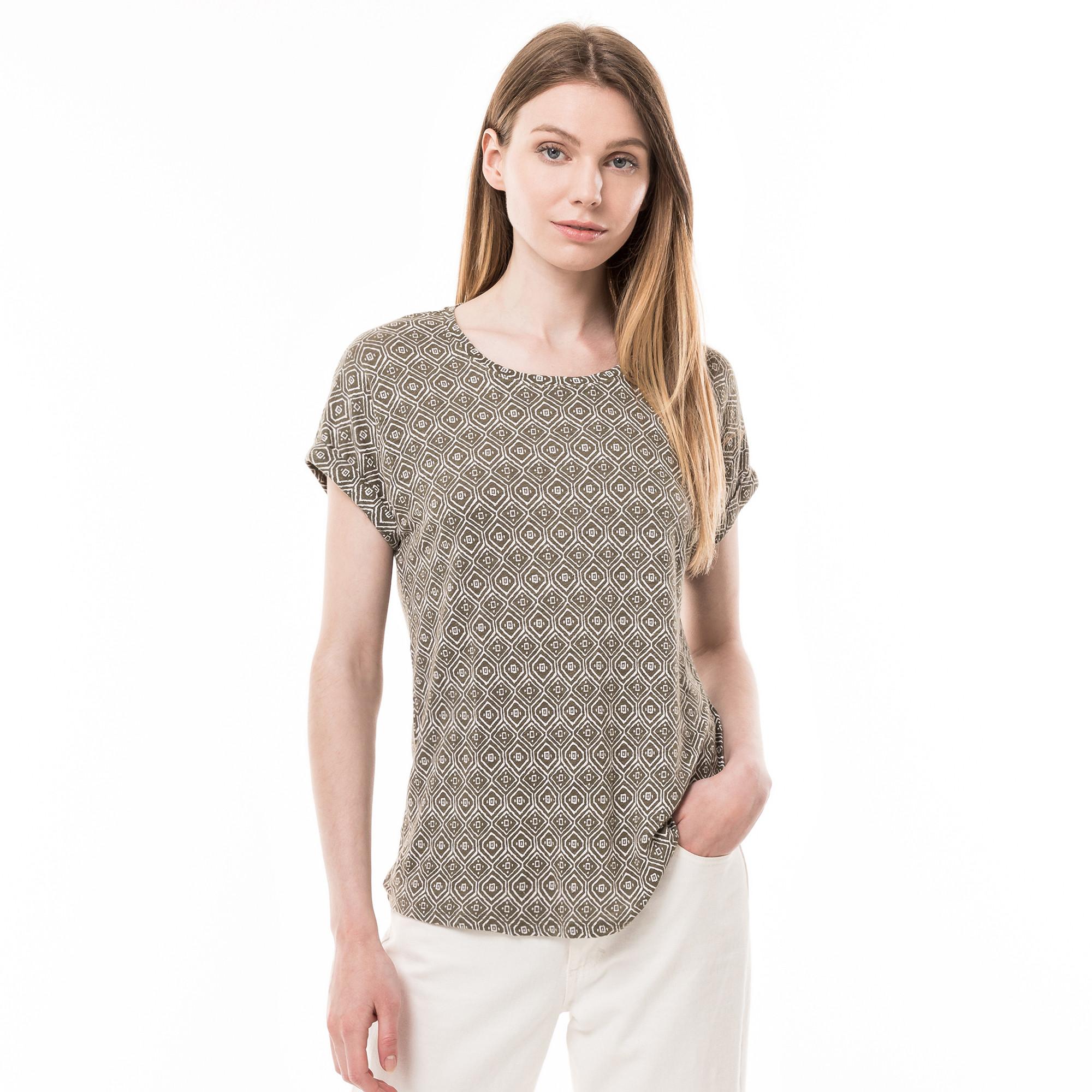 Image of T-shirt, Rundhals, Kurzarm Damen Militärgrün L